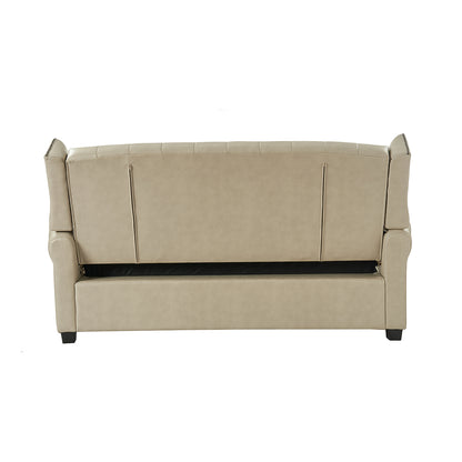 Ruedi Vegan Leather Sleeper Sofa – Beige Chesterfield Convertible Sofa Bed