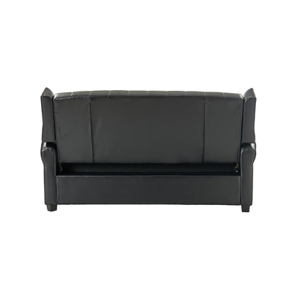 Ruedi Vegan Leather Sleeper Sofa – Black Chesterfield Convertible Sofa Bed