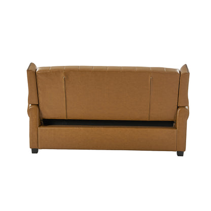 Ruedi Vegan Leather Sleeper Sofa – Camel Chesterfield Convertible Sofa Bed