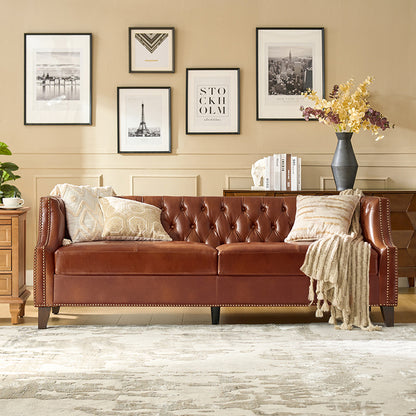 Lothaire Sofa – Saddle Chesterfield Tufted Leather Sofa