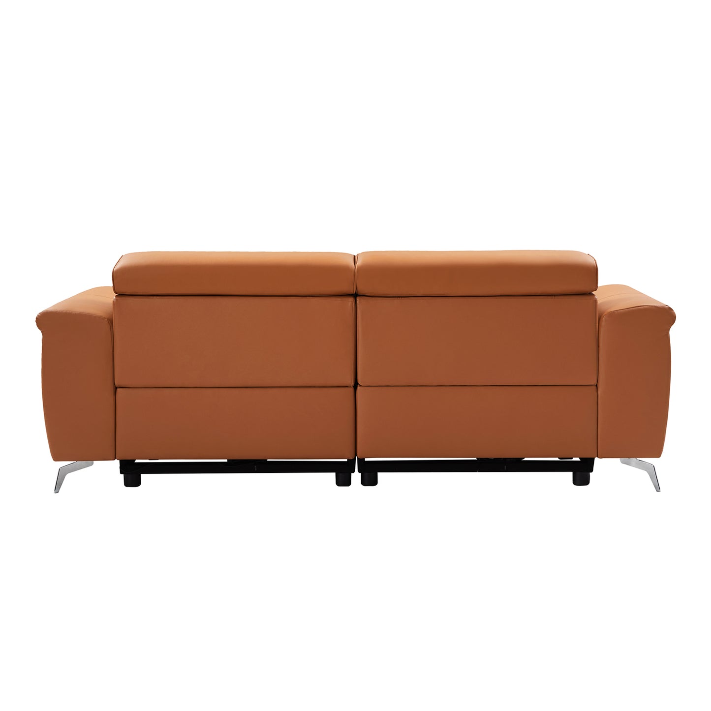 Evaristo Power Sofa – Caramel Power Reclining Leather Sofa with Adjustable Headrests