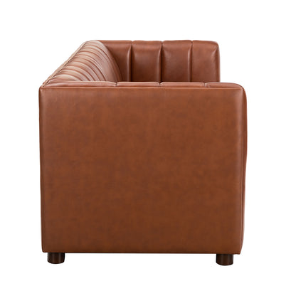 Ulysses Genuine Leather Sofa – Brown Channel-Tufted Luxury Sofa