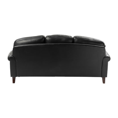 Dietmar Genuine Leather Sofa – Black Curved Leather Nailhead Sofa