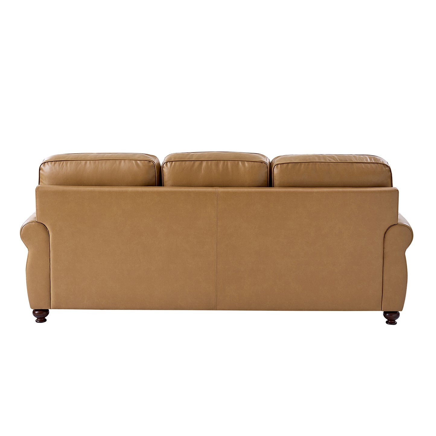 Gerardo Genuine Leather Sofa – Camel Rolled Arm Nailhead Sofa