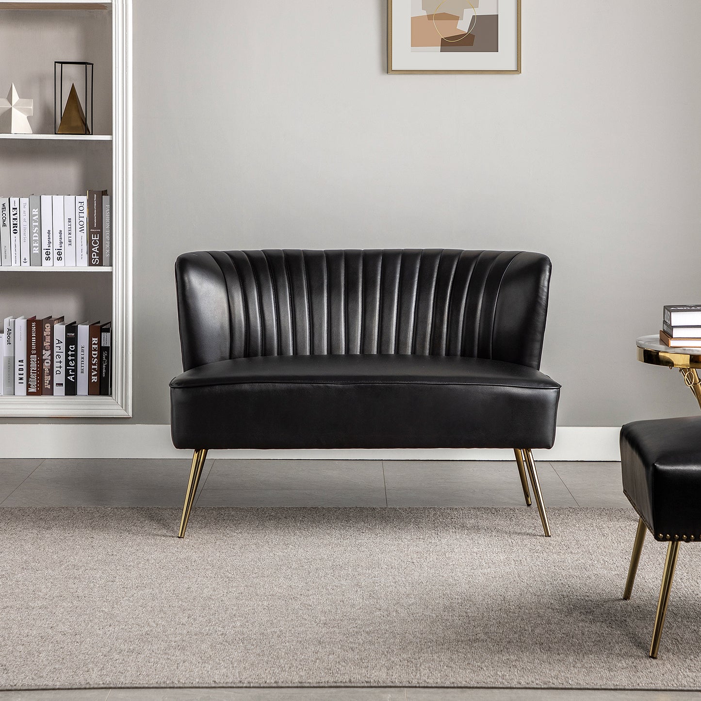 Monica Loveseat – Black Contemporary Tufted Loveseat