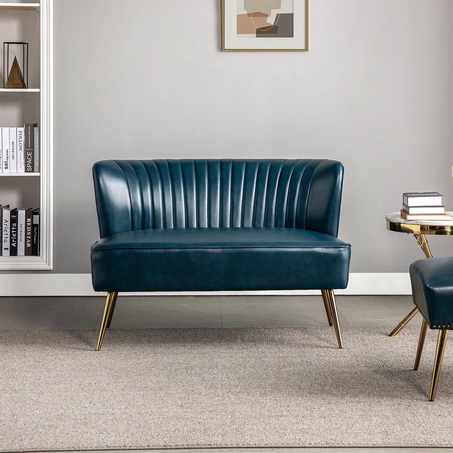 Monica Loveseat – Turquoise Contemporary Tufted Loveseat