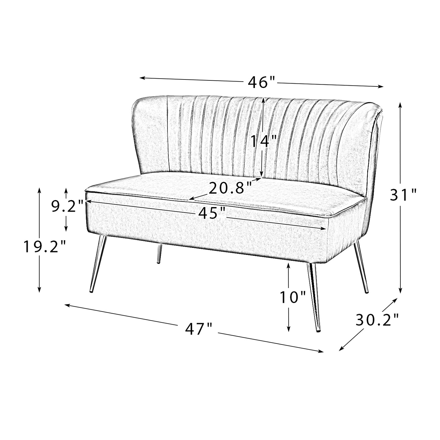 Monica Loveseat – Turquoise Contemporary Tufted Loveseat