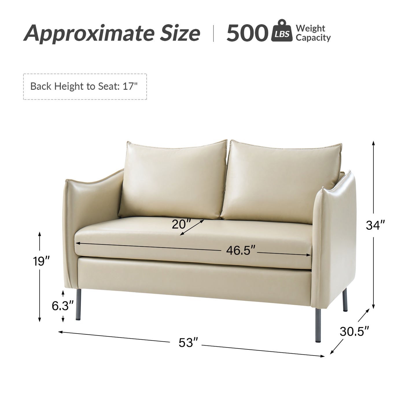 Monroe Loveseat – Beige Modern Industrial Loveseat