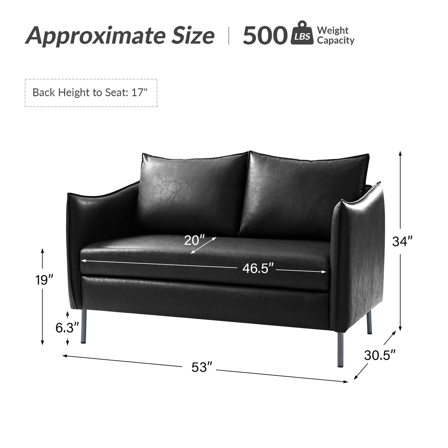Monroe Loveseat – Black Modern Industrial Loveseat