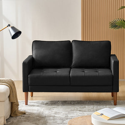 Salma Sofa – Black Mid-Century Tufted Loveseat