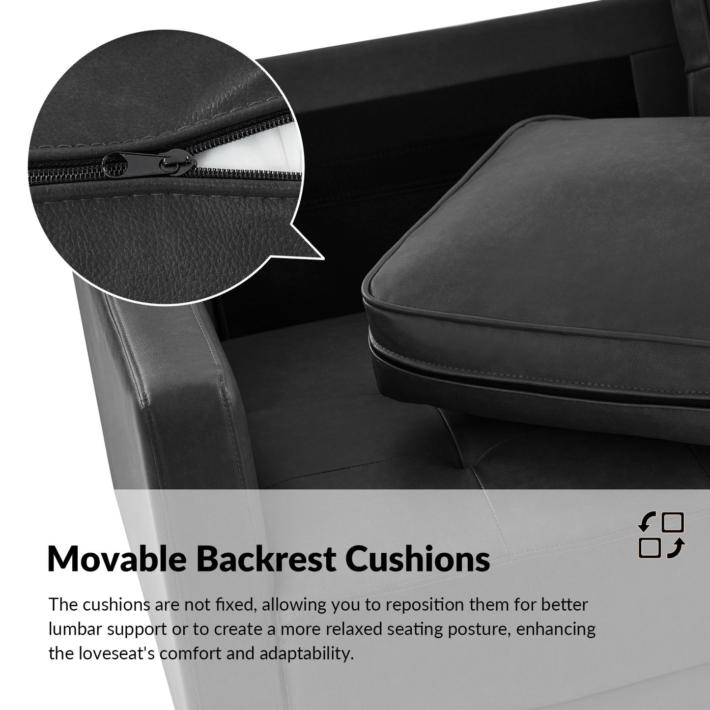 Salma Sofa – Black Mid-Century Tufted Loveseat