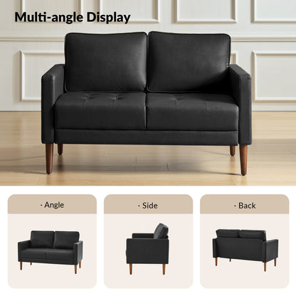 Salma Sofa – Black Mid-Century Tufted Loveseat