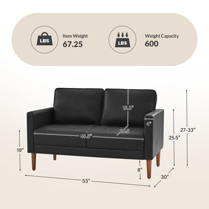Salma Sofa – Black Mid-Century Tufted Loveseat