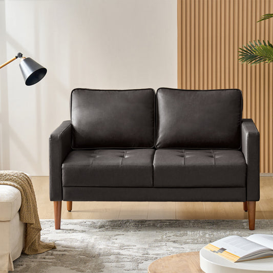Salma Sofa – Brown Mid-Century Tufted Loveseat