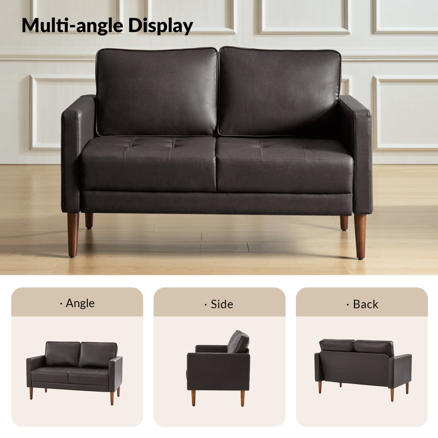 Salma Sofa – Brown Mid-Century Tufted Loveseat