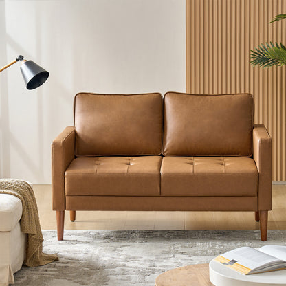 Salma Sofa – Camel Mid-Century Tufted Loveseat