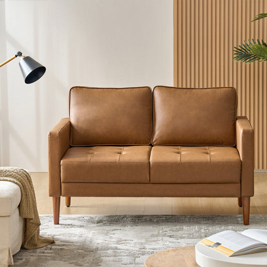 Salma Sofa – Camel Mid-Century Tufted Loveseat