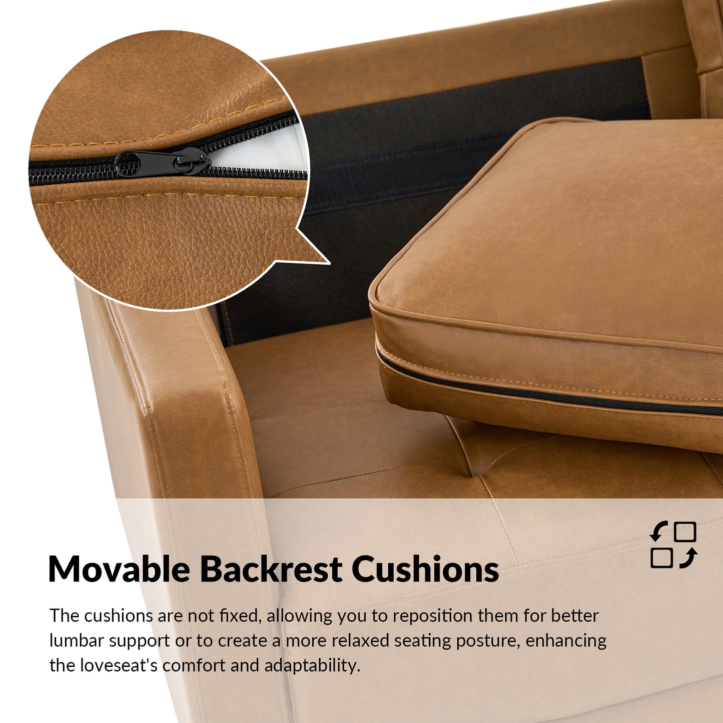 Salma Sofa – Camel Mid-Century Tufted Loveseat