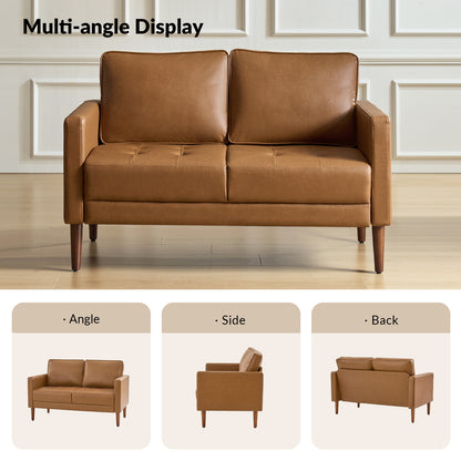 Salma Sofa – Camel Mid-Century Tufted Loveseat