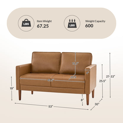 Salma Sofa – Camel Mid-Century Tufted Loveseat