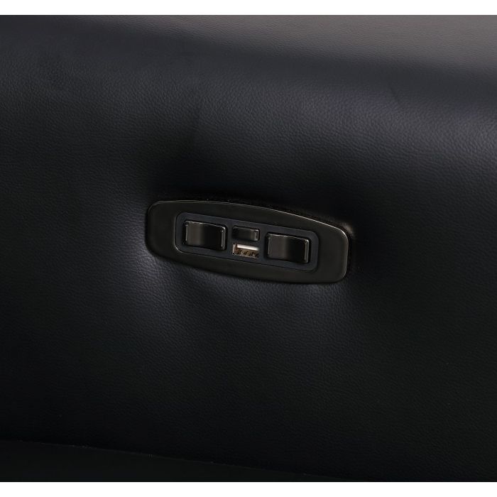 The Bellanova – Black Genuine Leather Dual Power Reclining Console Loveseat