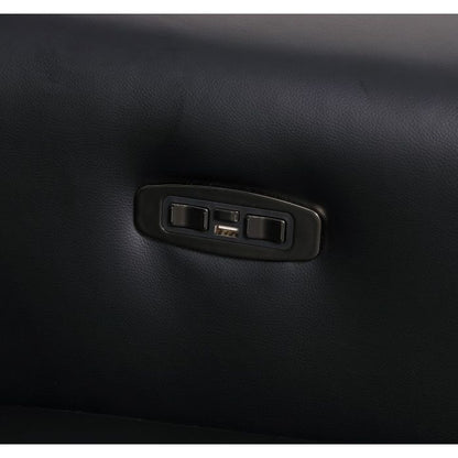 The Bellanova – Black Genuine Leather Dual Power Reclining Console Loveseat