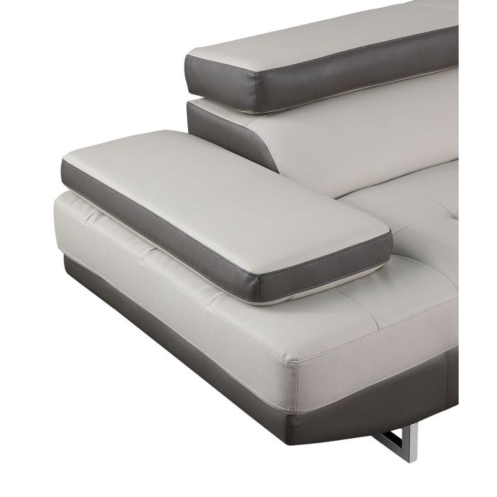 The Lucera – Gray Leather Left-Arm Facing Chaise Sectional