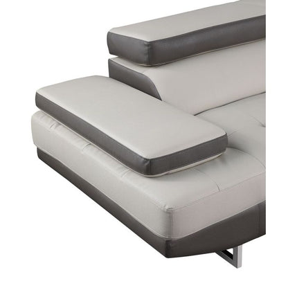 The Lucera – Gray Leather Left-Arm Facing Chaise Sectional
