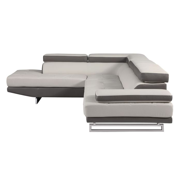 The Lucera – Gray Leather Left-Arm Facing Chaise Sectional