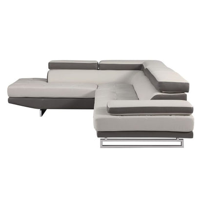 The Lucera – Gray Leather Left-Arm Facing Chaise Sectional