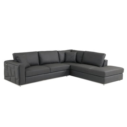 The Valerio – Dark Gray Italian Leather Right-Arm Facing Sectional