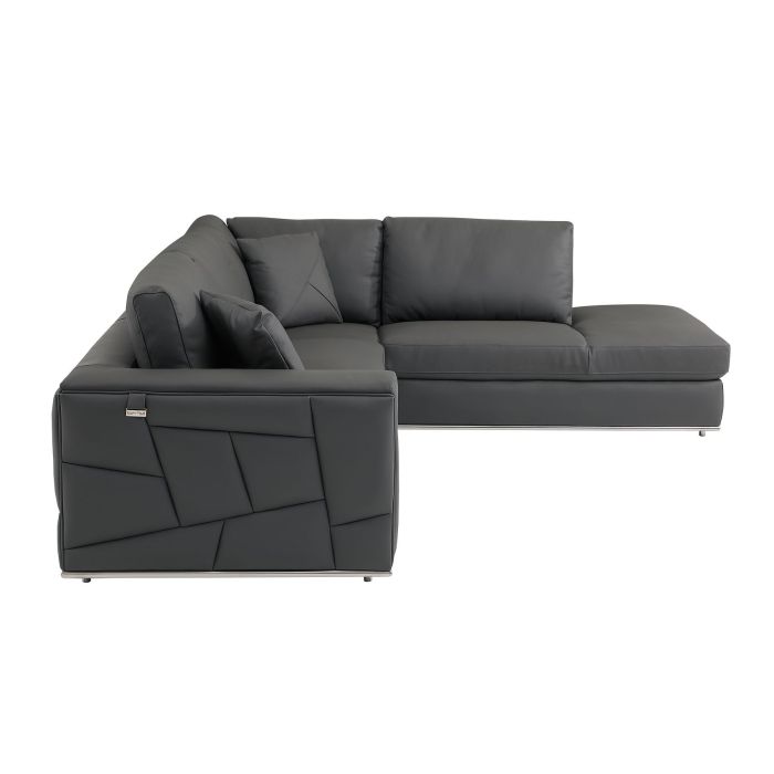 The Valerio – Dark Gray Italian Leather Right-Arm Facing Sectional