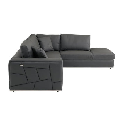 The Valerio – Dark Gray Italian Leather Right-Arm Facing Sectional