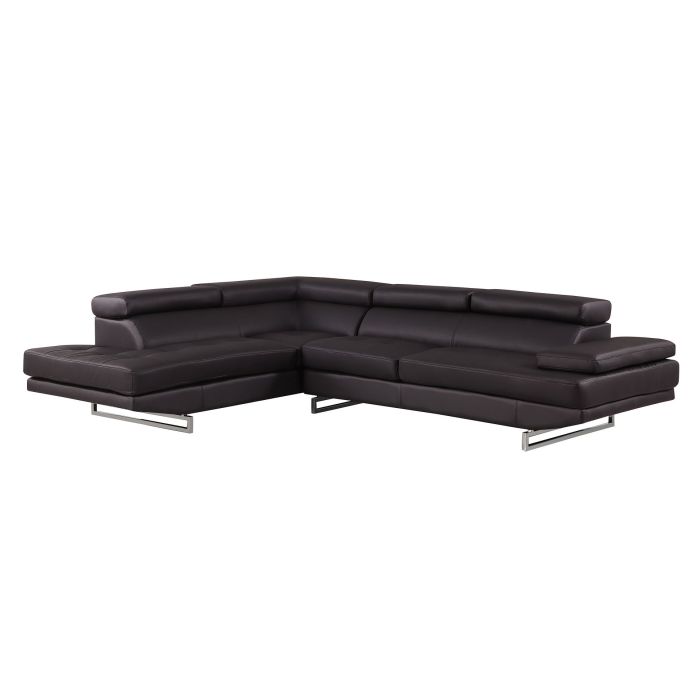 The Ravello – Brown Leather Left-Arm Facing Chaise Sectional