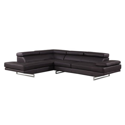 The Ravello – Brown Leather Left-Arm Facing Chaise Sectional