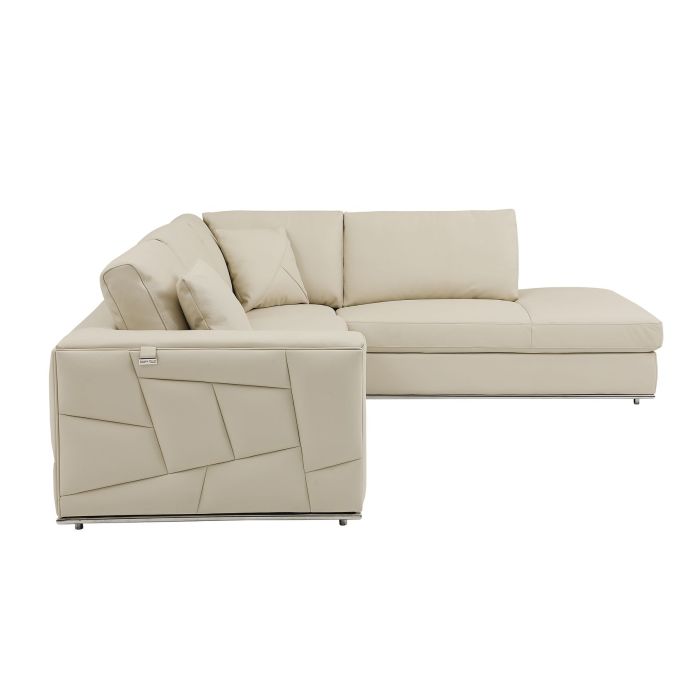 The Valerio – Cream Italian Leather Right-Arm Facing Sectional