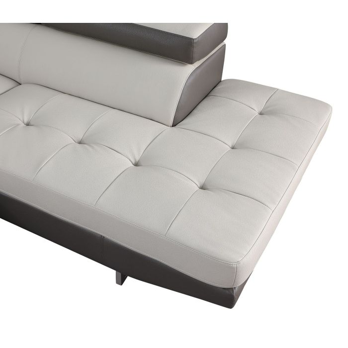 The Lucera – Gray Leather Left-Arm Facing Chaise Sectional