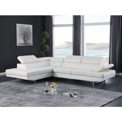 The Alessio – White Leather Left-Arm Facing Chaise Sectional