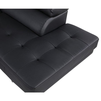 The Bellagio – Black Leather Left-Arm Facing Chaise Sectional