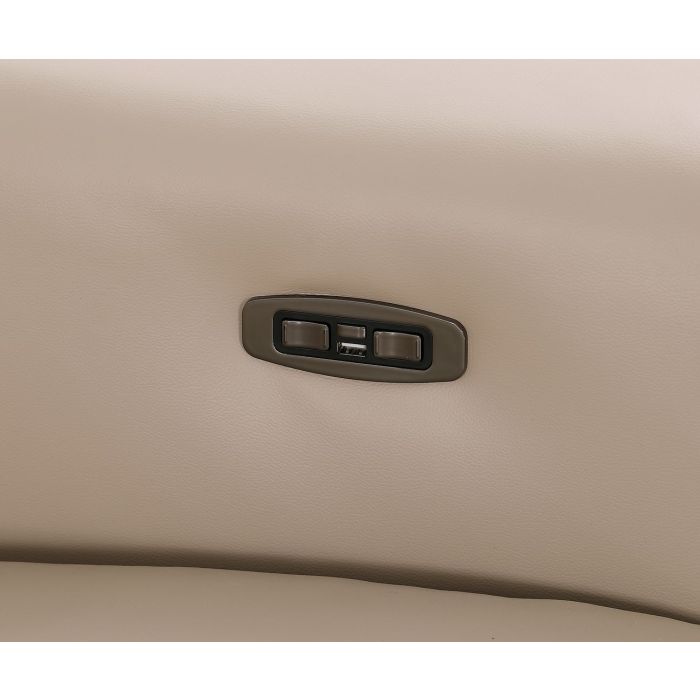 The Cortona – Beige Genuine Leather Dual Power Reclining Console Loveseat