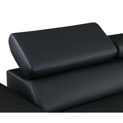 The Bellagio – Black Leather Left-Arm Facing Chaise Sectional