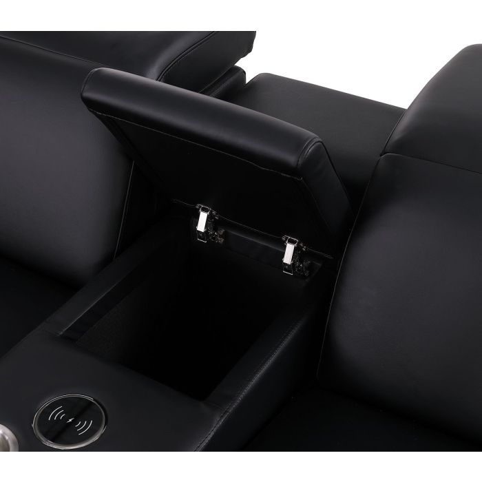 The Bellanova – Black Genuine Leather Dual Power Reclining Console Loveseat