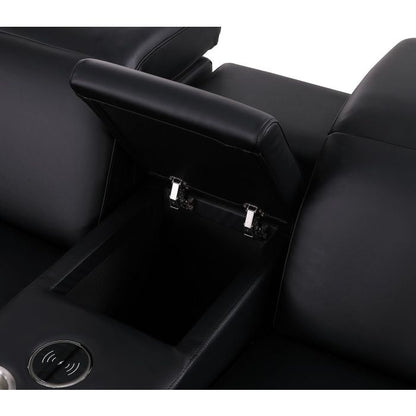 The Bellanova – Black Genuine Leather Dual Power Reclining Console Loveseat