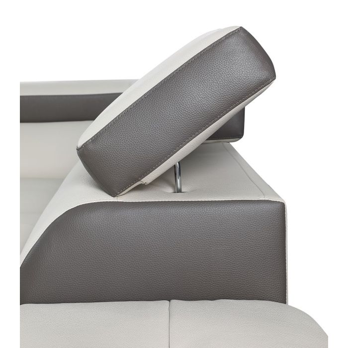 The Lucera – Gray Leather Left-Arm Facing Chaise Sectional