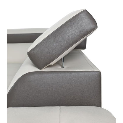 The Lucera – Gray Leather Left-Arm Facing Chaise Sectional