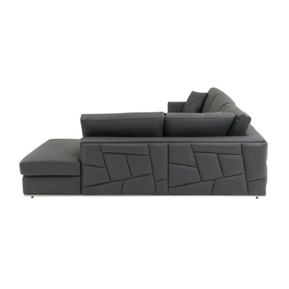 The Valerio – Dark Gray Italian Leather Right-Arm Facing Sectional