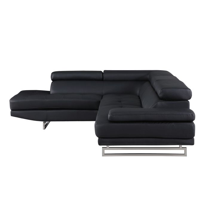 The Bellagio – Black Leather Left-Arm Facing Chaise Sectional