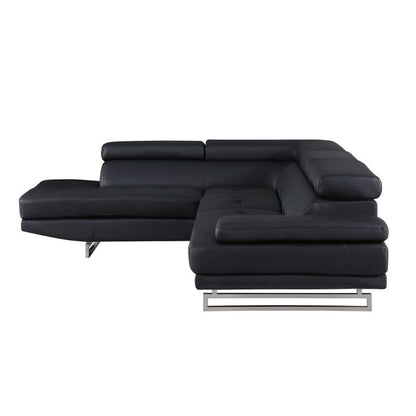 The Bellagio – Black Leather Left-Arm Facing Chaise Sectional