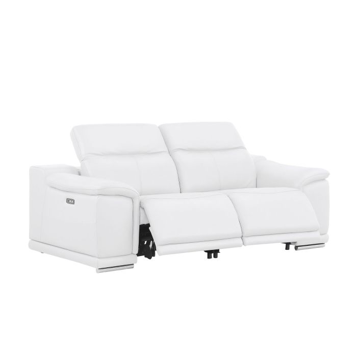 The Westbrook – White Genuine Leather Dual Power Reclining Loveseat
