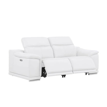 The Westbrook – White Genuine Leather Dual Power Reclining Loveseat